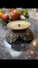 Vintage 1970’s, Beautiful Flower Design Brass Candle Holder  picture