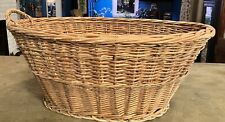 NICE Large Vintage One Handled Primitive Wicker Laundry Basket 24”x18”x10” Deep picture