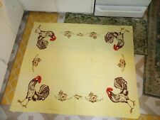 Vintage California Hand Prints Rooster Barn TABLECLOTH MCM Printed Wilendur? picture