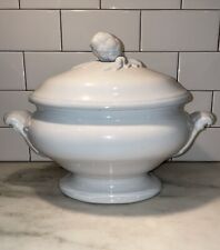 White Ironstone Antique Footed Tureen with Acorn Finial, Beautiful French Style picture