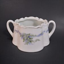 Vtg Antique 2 Handle Sugar Bowl Forget Me Not Bluebell Floral - No Lid As is picture