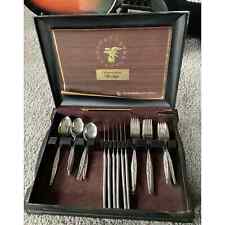 Vtg CARLTON Stainless JAPAN Silverware Set/27 pcs WOODCREST Pattern *INCOMPLETE* picture