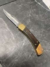 Buck Knife 110/USA Lockback Stainless Steel Walnut/Brass 3 Pin Handle 3.75 Blade picture