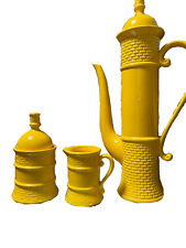 Yellow AES Japan Ceramic Medieval Moroccan Coffee Tea Set Pot Sugar Creamer picture