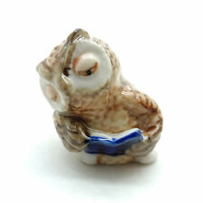 Owl Reading Book Ceramic Figurine Charming Decor for Bookworms & Owl Aficionados picture