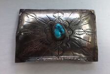 Vintage Belt Buckle Old Pawn Navajo Silver and Turquoise Belt Buckle picture