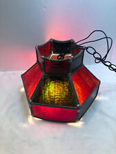 Vintage Stained Glass MCM Mid Century Modern Swag Hang Lamp - HARD WIRED - 10.5