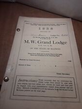 Antique Masonic Official Grand Lodge of the State of Illinois Lodge Report 1928 picture