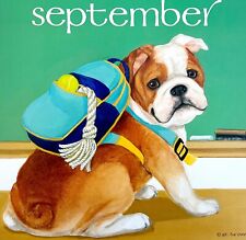 English Bulldog School September Dog Days Poster Calendar 14 x 11