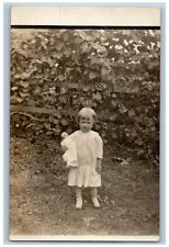 c1910's Cute Little Girl With Her Doll RPPC Photo Unposted Antique Postcard picture
