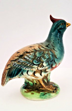 Vintage Ceramic Quail Game Bird Figurine Hand Painted Majolica Style 6.5