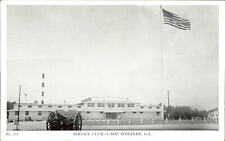 Camp Wheeler Georgia ~ Service Club ~ gun artillery ~ vintage military postcard picture