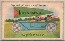 Vintage LOGANSPORT, Indiana Greetings Postcard Car Automobile / 1913 Cancel picture