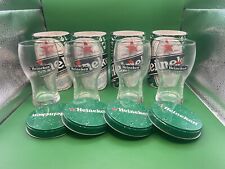 The Original Heineken Glass In Commemorative Tin Canister 4 Set of Beer Glasses picture