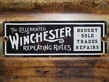 VINTAGE WINCHESTER PORCELAIN SIGN REPEATING RIFLE GUN AMMO SHOTGUN HUNTING SHELL picture