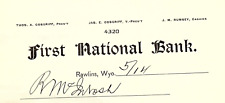 1902 RAWLINS WYOMING FIRST NATIONAL BANK OVERDRAFT NOTICE ROBT McINTOSH Z869 picture