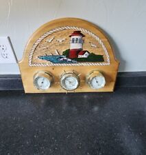 Vtg. Sunbeam Carved Nautical Lighthouse Weather Station Temp-Barometer-Humidity picture
