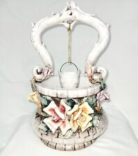 Vtg Large Capidamonte Porcelain Wishing Well/Planter/Basket Made In  Italy picture