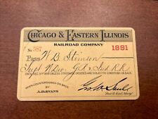Rare 1891 Chicago & Eastern Illinois Railroad Pass Railway RR Train picture