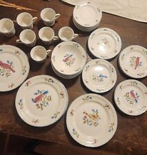 VERY RARE Tienshan Stoneware 39 piece Aviary Birds and Flowers Set Missing 1 Cup picture