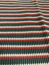 Vintage Ribbed Knit Polyester Fabric Striped Red Green Approx 81”x57” Unused picture
