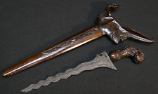 Vintage SE Asian Kris Dagger Ceremonial Small Knife Damascus Blade Garuda Head picture