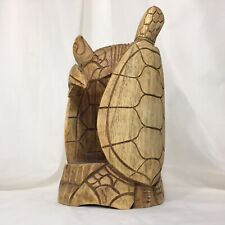 Turtle Bottle Holder, Carved Palm Wood, Vintage❤️ picture