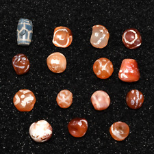 15 Ancient Longevity Etched Carnelian Beads in good Condition over 2000 Year Old picture