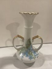 vintage vase double handle, hand painted, 5” Gold trimming picture