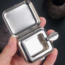 Miniature Stainless Steel Pocket Ashtray Or Snap Travel Ciga-rette Case w/ Lid picture