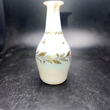 4” Beautiful White Opalescence And Gold Vase picture