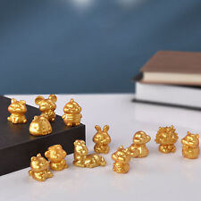 1pc Mini Zodiac Figurine Golden Resin Zodiac Animal Miniature Figurine picture