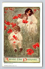 1909 Artist Jessie Wilcox Smith Among the Poppies Flowers Postcard picture