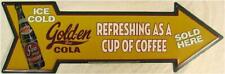 Golden Girl Cola Ice Cold Arrow Embossed Metal Sign Alcohol Beers picture