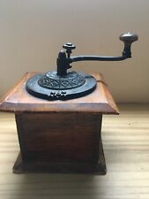 Vintage Imperial Mills Cast iron tabletop Coffee Grinder Hand crank Wood Manual picture