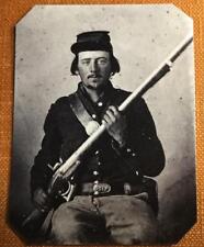 Civil War Union Uniformed Soldier with Musket Scabbard RP tintype C1172RP picture