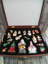 Vintage Holiday Lane Glass Ornaments In wood Collections Case hand blown  picture