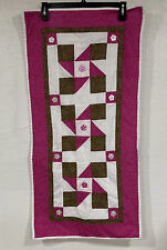 Vintage Pinwheel Patchwork Country Farmhouse Quilt Table Runner Flower Buttons picture