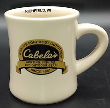CABELA'S Hunting Fishing Heavy Diner Style Coffee Mug Richfield Wisconsin  picture