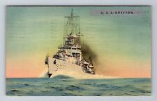 USS Drayton Ship, Transportation, Antique, Vintage c1942 Souvenir Postcard picture