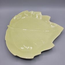 Vintage, Green Ceramic Leaf Centerpiece Tray 11.5in x 11in  picture