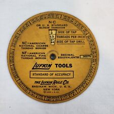 1935 Lufkin Rule Co Tool Screw Thread Calculator Round Slide Rule Tap Drill picture
