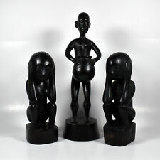 Set of 3 Hand Carved Primitive Wooden African Statuettes picture