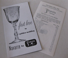 FOSTORIA GLASS  NAVARRE Etch Stem #6016 LEAFLET and Prices Illustrated Pre 1957 picture