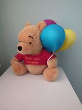 Vintage Winnie The Pooh Collectible Thank You Darlene Holding Balloons Plush picture