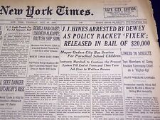 1938 MAY 26 NEW YORK TIMES - J. J. HINES ARRESTED BY DEWEY - POLICY - NT 683 picture