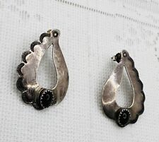 Native American Zuni signed Eriacho Sterling Silver Black Onyx Post Earrings picture