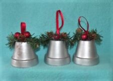 Set of 3 Silvery Pottery Bell Ornaments picture