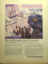 Atlantic Mutual Insurance New Bedford Whaling Ships Arctic Vintage Print Ad 1965 picture