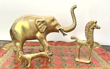 Vintage Brass Elephant, Zebra and Goat trio. picture